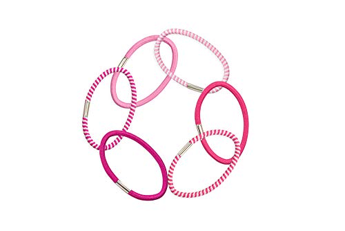 Elásticos de Cabelo Daily Pink - Pacote com 6 Unidades, Lanossi Beauty & Care, Rosa