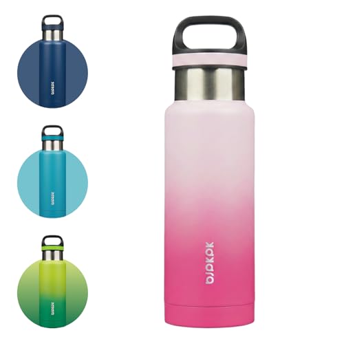 Image of BJPKPK Insulated Water Bottle 18OZ Stainless Steel Water Bottle with Handle Double Walls Vacuum Insulated BPA Free Flask, Cherry