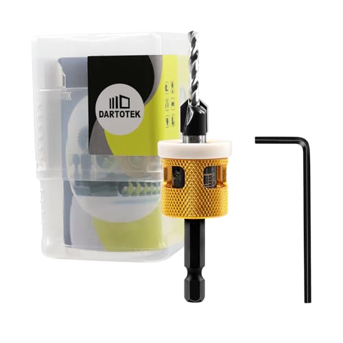 Countersink Drill Bit Set，with Low Friction Depth Stop, 9/64"-3/8" HSS M2 Counter Sink Drill Bit for US Wood Screw Adjustable Depth Countersink Drill Bit