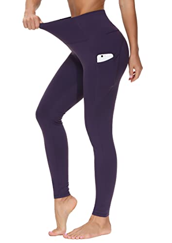 Image of THE GYM PEOPLE Thick High Waist Yoga Pants with Pockets, Tummy Control Workout Running Yoga Leggings for Women