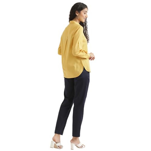 Image of SAADAA Airy Linen Shirt | Solid Regular Fit Casual Shirts Stylish for Women
