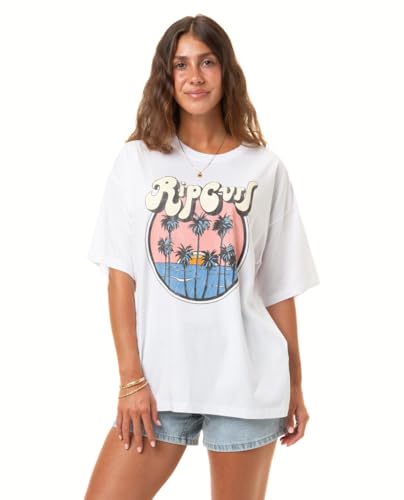 T-Shirt à Manches Courtes Rip Curl Heritage pour Femme avec Col Rond et Coupe Classique