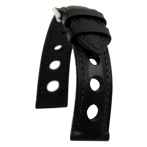 Bracelet de montre en cuir noir vintage 18mm 20mm 22mm 24mm