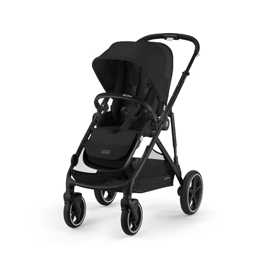 CYBEX Poussette Gold GAZELLE S, De la naissance à environ 4 ans, Max. 22 kg (mode simple) / 2x 22 kg (mode Duo), Système tout-en-1 avec 20+ configurations, Noir lune