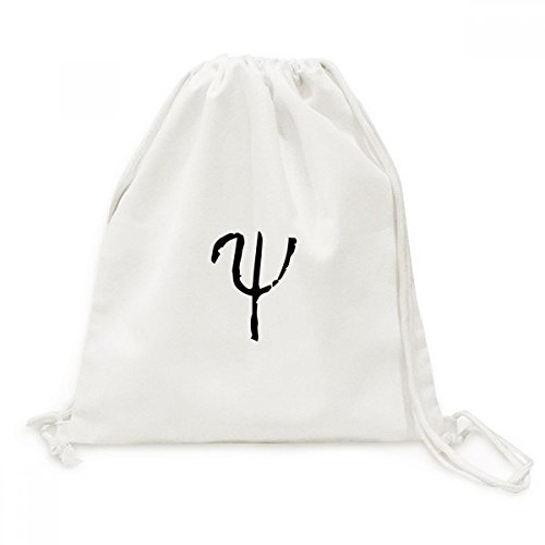 Pochon à cordon alphabet grec Psi en toile noire sac de voyage souple
