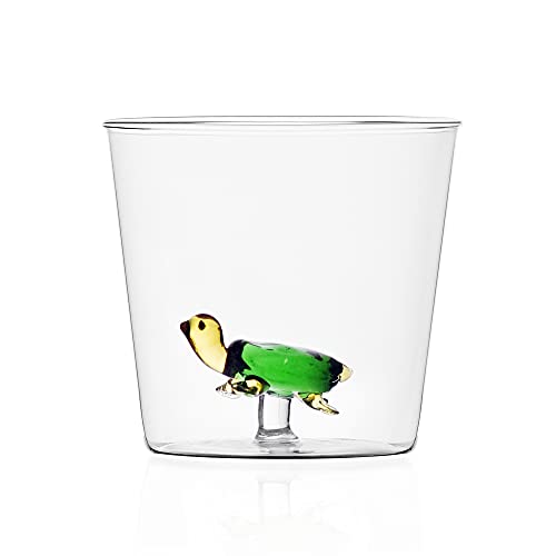 Ichendorf Milano Schildkrötenbecher - Borosilikatglas - Modernes italienisches Design - Glas mit Figur - 8 x 8,5 cm