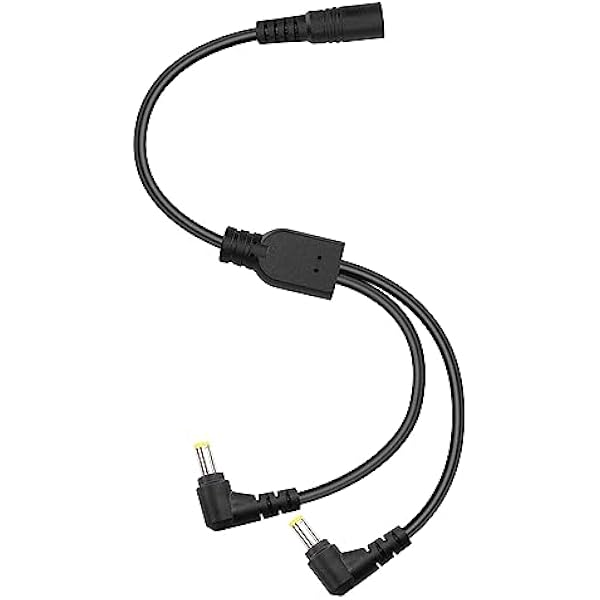 GINTOOYUN DC5525 Kabel rozdzielacza Y 18AWG DC 5,5mm x 2,5mm prosty żeński do podwójnego kąta prostego 90 stopni zasilacz do kamer, laptopów, routerów