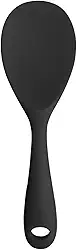 Colher de Arroz de Silicone Preta 23 cm, Resistente, Flexível, Não Risca Panelas, Leve e Fácil de Limpar