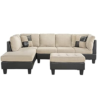 Casa Andrea Milano Modern 3 Piece Microfiber and Faux Leather Sofa by Casa Andrea Milano