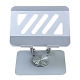 Aurafly Soporte para Tablet Ajustable, Soporte Tablet Mesa Giratorio 360°, Soportes Tableta para Escritorio Aluminio, Universal Plegable Portátil Soportes iPad para iPad Tablets de 4 'a 13', Plata