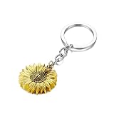 Moonffay Sunflower Keychain You Are My Sunshine Engraved Key Chain Open Locket Inspirational Portable Keyring for Women Girls（Gold）
