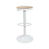 Vaukura Taburete de Cocina Cocina Giratorios 360º con Reposapiés, Base Metalica (Blanco)