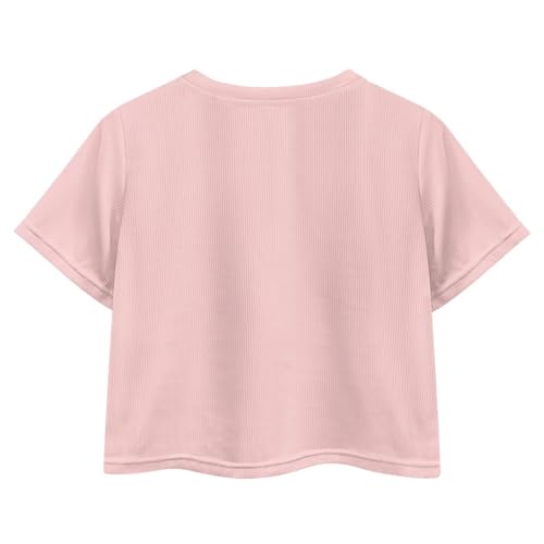 Image of Girls Crop Tees Crew Neck Casual Short Sleeve T Shirts Kids Loose Soft Comfortable Tees Blouses Shirt for Little Girl