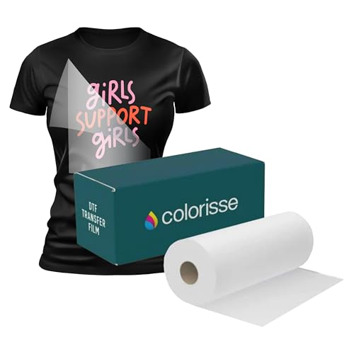 Colorrise Premium DTF Film 13in x 328FT - Double-Sided Matte Pretreat Sheets, Strong Adhesion & Fade-Resistant, Inkjet Printer Compatible Transfer Paper for DIY Shirts & Textile