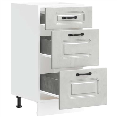 Armoire de cuisine Kalmar gris béton bois d ingénierie