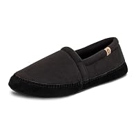 Acorn Men's Slippers with Memory Foam Insole Suede Sidewall and Rubber Outsole, Black, 10.5-11.5