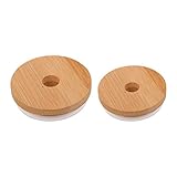 wrtgerht 2 Stück praktische Weithalsglasdeckel mit Strohhalmloch, Wiederverwendbare Glasdeckel for die Küche zu Hause Küchengeräte