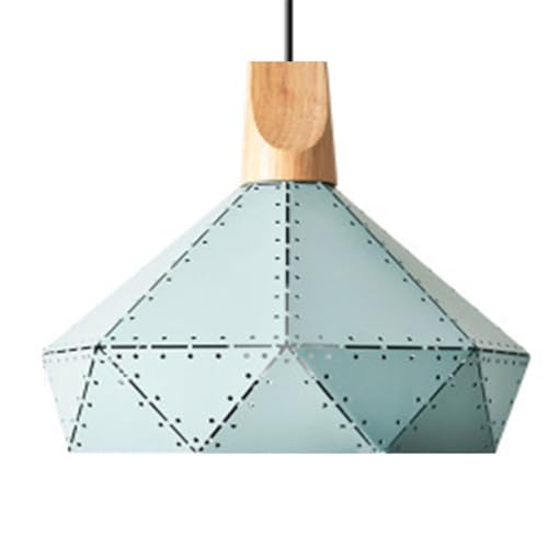 Lustre industriel bleu, suspension dôme en chêne pour chambre et couloir