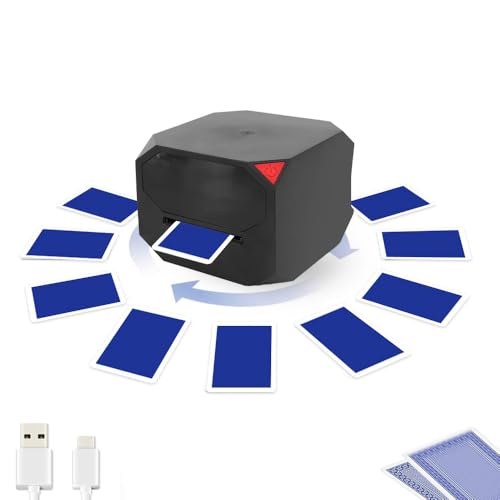 ciciglow Automatic Card Dealer Machine, 1-2 Decks Support 8 Players, Built in Gameplays, 360 180 Degree Deal, 2500mAh Rechargeable Card (Black)