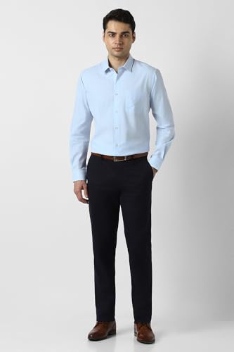 Image of Men Light Blue Regular Fit Full Sleeves Formal Shirt