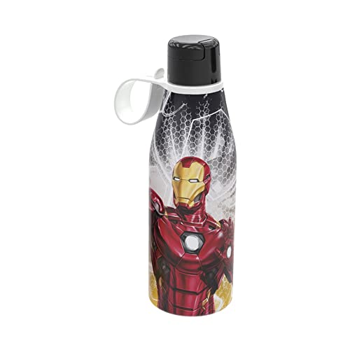 Garrafinha Infantil de Plástico com Tampa Abre Fácil Plasútil Homem de Ferro - 530 ml