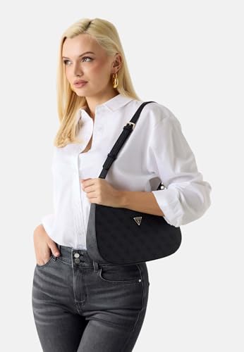GUESS Noelle II Top Zipper Shoulder Bag Coal Logo