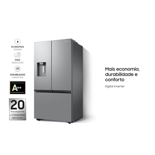 Geladeira Samsung French Door RF27 com All Around Cooling™ com Dispenser de Água e Gelo 576L Inox