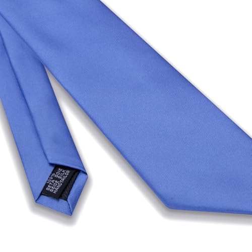Image of YourTies Skinny Ties for Men Satin 2.4 inch Slim Necktie with Pocket Square Tie Clip Set Solid Color Wedding Party Business