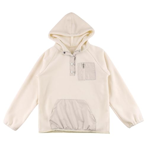 Girls Fuzzy Hoodies Comfy Warm Sherpa Sweatshirts with Pockets Quarter Button Fleece Pullovers Fall Winter Clothes3