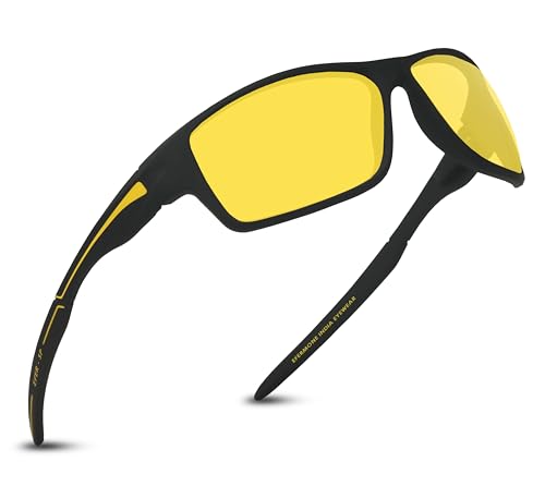 Image of EFERMONE Night Driving Glasses with Cleaning Kit, Yellow Polarized Lens, UV400, Anti-Glare Glasses for Riding Bike and Car