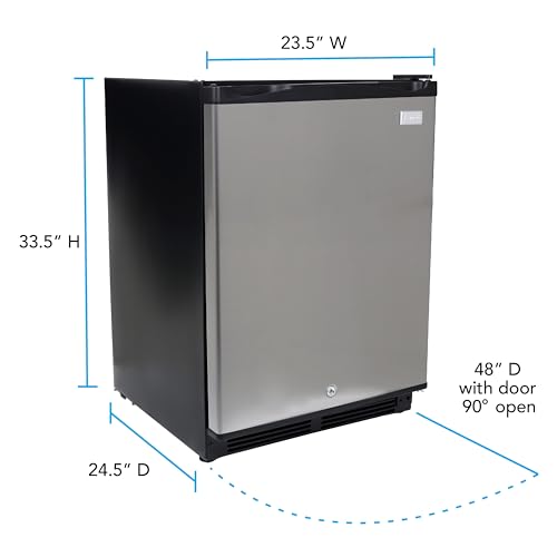 Avanti AR52T3SB Mini Fridge Compact Refrigerator for Office or Dorm with Reversible Door with Security Lock, Adjustable Glass Shelves and Temperature Control and Auto Defrost, 5.2-Cu.Ft, Stainless on Fridge.com