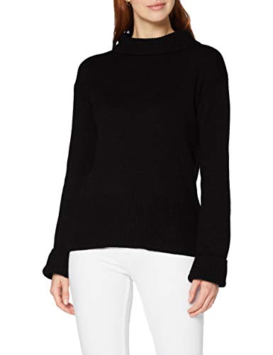 Marca Amazon - MERAKI Jersey de Gran Tamaño de Algodón con Cuello a Rollo Mujer, Negro (Black), 42, Label: L