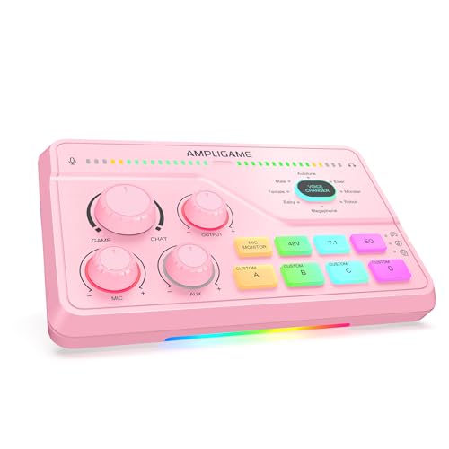 FIFINE Streaming Audio Mixer with XLR Mic Interface & 7.1