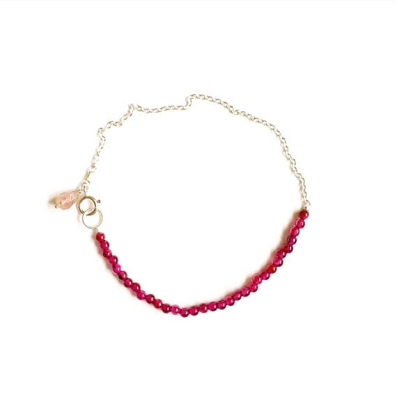 Bracelet en grenat 3mm et argent raffiné pour un style unisexe intemporel