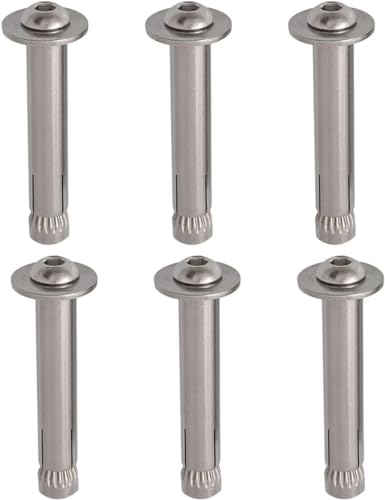 Pernos de expansión Pernos de expansión, pernos de anclaje, paquete de 6 Pernos de tornillo de expansión M8 x 50/60/70/80/100 mm - Tuerca hexagonal externa de acero inoxidable 304 Manguito de expansió