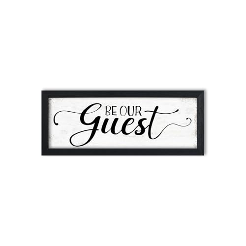 Be Our Guest Wall Decor: Guest Bedroom Sign Wall Decor Above Bed Small Wall Signs Hanging Rustic Farmhouse Wall Plaques Framed Inspirational Quotes Wall Art Decor for Guest Room 6' x 14.5'