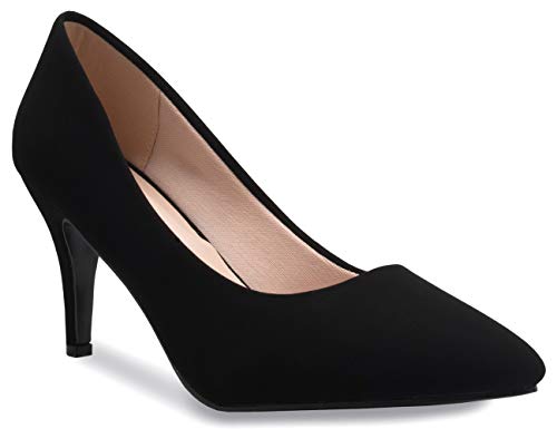 Olivia K Women's Classic D'Orsay Closed Toe Mid Stiletto Heel Pump | Dress, Work, Party Low Heeled Pumps | high Casual Comfortable Sale