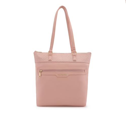 Image of Caprese Aria Tote Large Pink Shoulder Bag for Women Stylish, Spacious Design, Multi-Compartment, Durable, Comfortable Straps for Work, Travel, Shopping & Daily Use