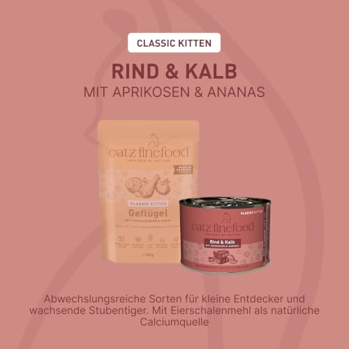 catz finefood Kitten N° 7 Rind und Kalb Katzenfutter nass - Feinkost Kitten Nassfutter für junge Katzen, 6 x 200 g