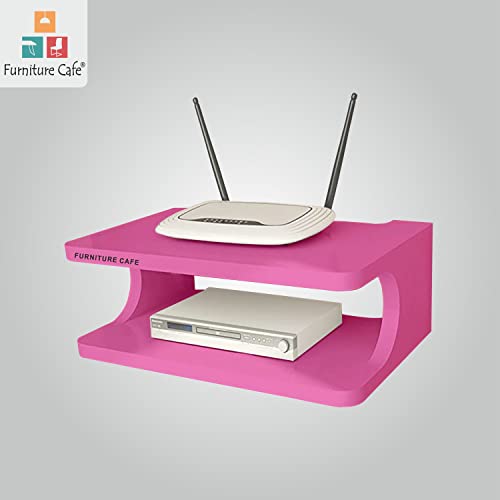 Furniture Cafe Set top Box Stand | WiFi Router Holder Wooden Wall Shelves | Setup Box Stand for Home | Wall Mount Stylish WiFi Router Holder TV Cabinet Living Room Furniture (Color-Pink) 3 315MBMkeP9L