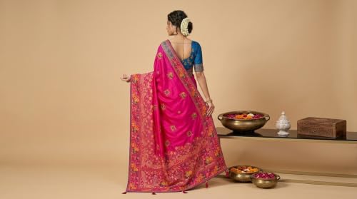 OWLSKY, SASSY & STYLO rani pink kashmiri silk saree – image 5