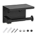 Portarrollos para Papel Higiénico Acero Inoxidable SUS304 Soporte Papel WC Montado en Pared Porta Rollos de Papel Higienico con el Teléfono Móvil Estante de Almacenamiento para Baño y Cocina (Negro)