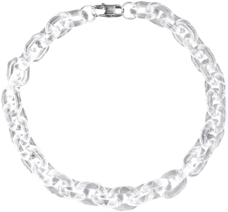 Punk Acrylic Colorful Leopard Print Clear Chain Necklace Rainbow Thick Paper Clip Necklace for Women Men Gift Hip Hop Geometric Bar Jewelry - Image 2