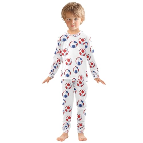 senya Red Blue Football Pajamas Set Long Sleeve Soft Cotton Sleepwear 2 Piece3