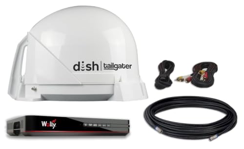 Image of KING DT4450 DISH Tailgater Bundle - Portable /Roof Mountable Satellite TV Antenna and DISH Wally HD Receiver , White , Western & Eastern Arc Satellites