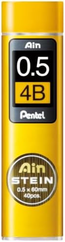 Pentel Ain Stein 0.5Mm Mechanical Pencil Lead | Lead of Grade 4B | Smooth & Not Scratchy | Easy to Insert Inside The Pencil | Pack of 40 Pcs (C275-4B), Black