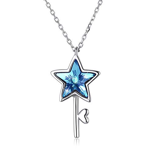 Collier clé en argent 925 et cristaux bleu violet, un bijou de prestige pour femme