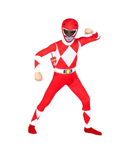 Morphsuits Vermelho Mighty Morphin disfarce Power Ranger menino e menina, disfarces para carnaval e Halloween, L