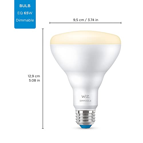 Image of WiZ 65W BR30 Soft White LED Smart Bulb - Pack of 6 - E26, Indoor - Connects to Your Existing Wi-Fi - Control with Voice or App + Activate with Motion - Matter Compatible