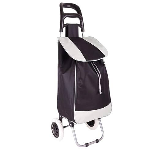 Carro De La Compra Ligero, Capacidad De Carga 42 Litros, Bolsillo Frontal Con Cremallera, Con Ruedas Resistentes A La Lluvia, Para La Compra De Alimentos, 35x25x94cm, Grande Negro